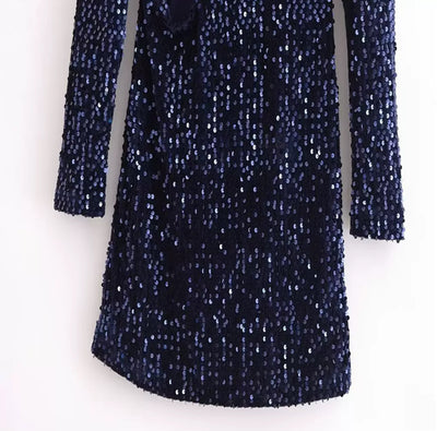 Sequined Mini Dress with Cut Outs - Women