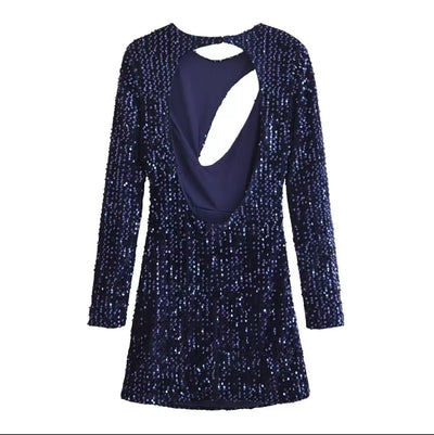 Sequined Mini Dress with Cut Outs - Women