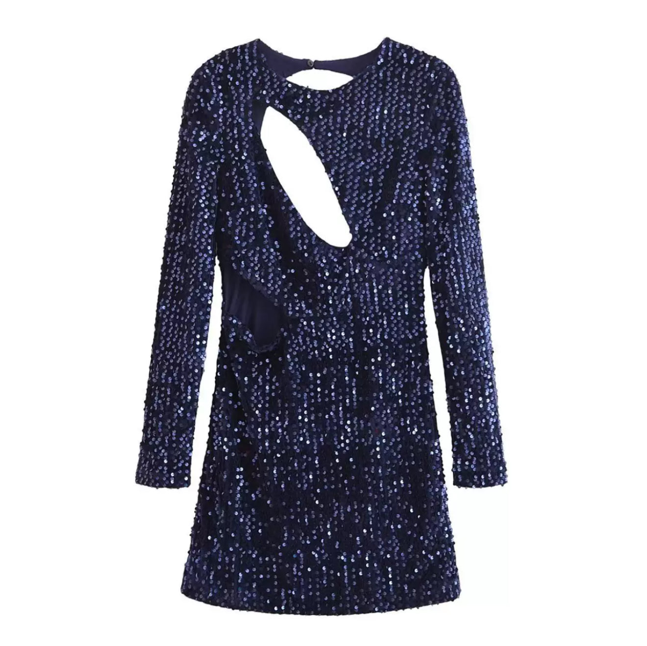 Sequined Mini Dress with Cut Outs - Women