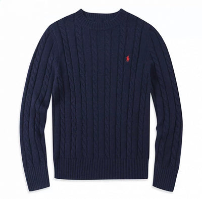 Cable Knit Polo Sweater - Herren